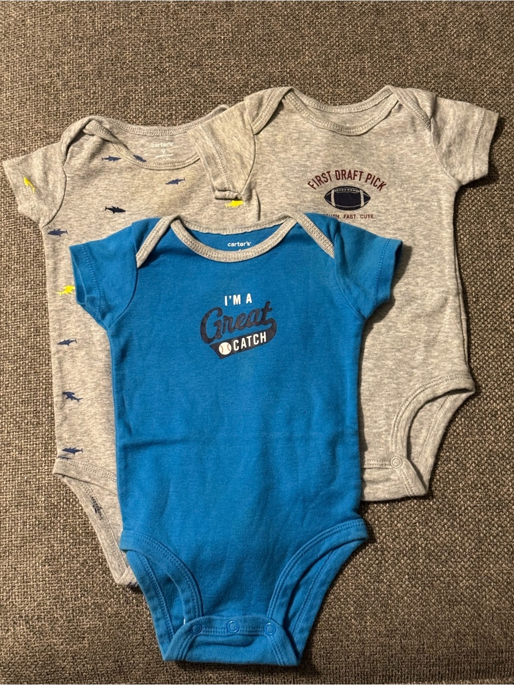 Carter's Baby Boys' 3-Pack One-Piece Bodysuits Size 3,6,9